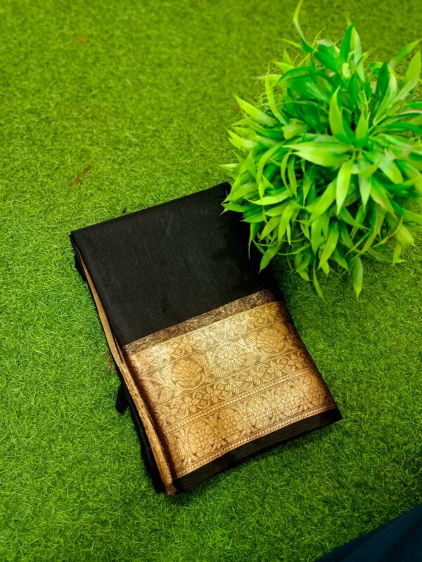 Handcrafted Maslin Organza Black Saree with Matching Blouse Piece | Free Size | Elegant & Lightweight Party Wear