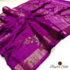 Handcrafted Warm Purple Bapta Silk Saree with Digital Floral Print & Matching Blouse Piece – Free Size Fit