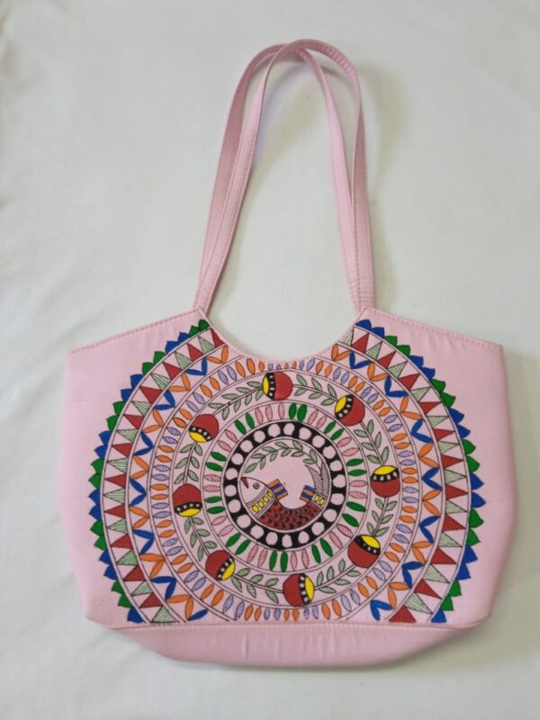 Elegant Handcrafted Pink Silk base Handbag – 15 x 12 Inches