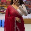 Radiant Red Handcrafted Chiffon Saree – Ultra-Soft Bridal & Partywear Elegance (Free Size)