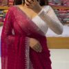 Handcrafted Pure Chiffon Rani Pink Saree with Blouse Piece | Ultra-Soft & Elegant Drape