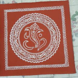 Miniature Aipan Art Canvas – Handcrafted Lord Ganesh Design from Uttarakhand (1x1 inch)
