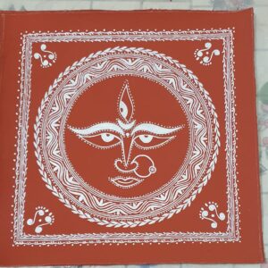 Miniature Devi Aipan Art on Canvas – Handcrafted Uttarakhand Folk Painting (1x1 inch)