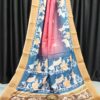 Desert Glow: Handcrafted Soft Bapta Tissue Saree in Golden Tan with Artistic Abstract Design