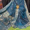 Regal Radiance Deep Blue & Gold Handcrafted Bishnupuri Silk Saree