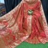 Heritage Flame Earthy Red & Gold Handcrafted Bishnupuri Silk Saree