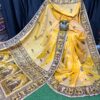 Golden Dusk Yellow & Black Handcrafted Bishnupuri Silk Saree