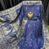 Handcrafted Deep Blue Bishnupuri Silk Saree with Golden Detailing