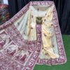 Maroon Whisper Cream & Maroon Handcrafted Bishnupuri Silk Saree
