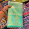 Elegant Aqua Green Handcrafted Tissue Banarasi Saree with Intricate Gold Zari Work & Blouse Piece