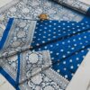 Indigo Allure: Handcrafted Pure Satin Banarasi Saree with Heavy Silver Zari & Matching Blouse Border