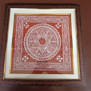 Lakshmi Chowki Aipan Art | Hand-Painted Canvas from Uttarakhand | 36cm Framed Folk Wall Décor