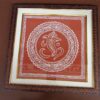 Hand-Painted Lord Ganesha Aipan Art on Canvas | Traditional Uttarakhand Folk Art with Wooden Frame