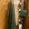 Forest Grace – Handcrafted Banarasi Cotton Silk Zari Suit | Beige & Dark Green | Unstitched 2.5m Set