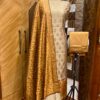 Golden Glow – Handcrafted Banarasi Cotton Silk Suit with Zari Weaving | Beige & Mustard | Unstitched 2.5m Set