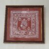Handpainted Lord Ganesha Aipan Art on Canvas – 35cm Framed Uttarakhand Cultural Wall Hanging