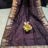 Dark Brown Handcrafted Monipuri Resham Silk Saree – Authentic Silk Mark Certified with Blouse