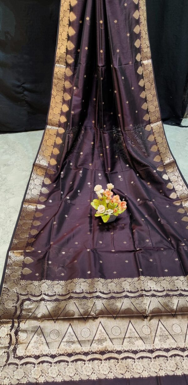 Dark Brown Handcrafted Monipuri Resham Silk Saree – Authentic Silk Mark Certified with Blouse