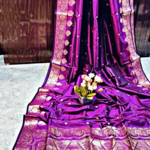 Vibrant Purple Handcrafted Monipuri Resham Silk Saree – Silk Mark Certified with Blouse Piece