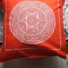 Set of 5 Handpainted Cotton Cushion Covers – Maa Lakshmi Chowki in Traditional Uttarakhand Aipan Art (40cm x 40cm)