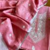 Rose Pink Bhagalpuri Linen Embroidered Handcrafted Suit Set – Grace in Every Detail