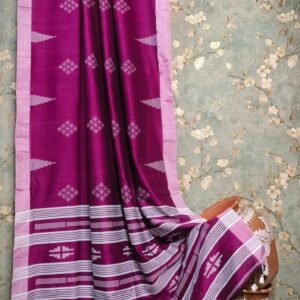 Handwoven Mercerised Cotton Saree – Magenta with Soft Light Pink Border (Blouse Piece Included)