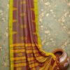 Handwoven Mercerised Cotton Saree – Maroon Body with Vibrant Lime Green Border (With Blouse Piece)