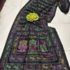 Black Assam Silk Saree with Vibrant Multicolor Kantha Embroidery