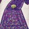 Regal Radiance: Royal Purple Assam Silk Saree with Multicolor Kantha Hand Embroidery