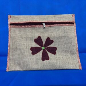 Eco-Chic Handcrafted Jute Folder – Maroon & Lime Floral Accent | Long & Foolscap Size