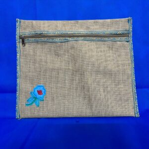 Handcrafted Jute Document Folder – Floral Embellished, Long & Foolscap Size Compatible