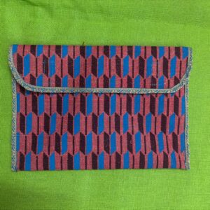 Handcrafted Patterned Jute Folder – Pink, Blue & Maroon Accents | Long & Foolscap Size