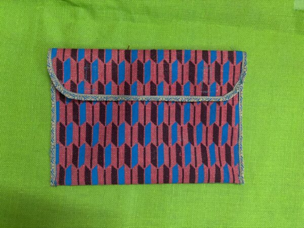 Handcrafted Patterned Jute Folder – Pink, Blue & Maroon Accents | Long & Foolscap Size