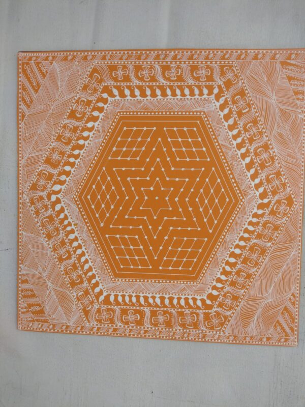Aipan Dali Annaprashan Ritual Art – Handcrafted Traditional Uttarakhand Folk Symbol on Ochre MDF (30x30 cm)