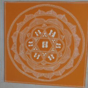 Aipan Mahalakshmi Yantra Wall Art – Handcrafted Diwali Altar Symbol on Ochre MDF (30x30 cm)