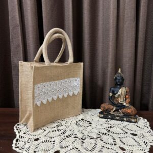 Earthy Beige Handcrafted Jute Tote – Dual-Zip Utility Bag for Everyday Use