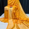Handcrafted Golden Yellow Khadi Paithani Silk Saree with Gold Zari & Delicate Meena Floral Weave