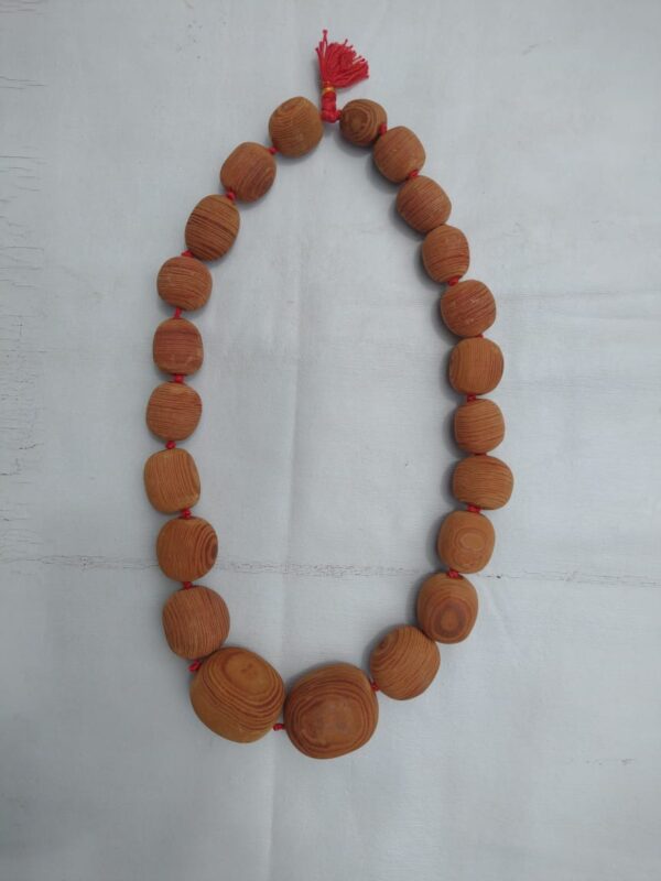 Rustic Pine Bark Mala – Handcrafted Natural Light Brown Bead Necklace (82 cm)
