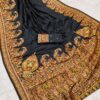 Festive Handcrafted Kashmiri Pashmina Silk Saree in Black with Blouse Piece