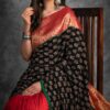 Vibrant Multicolor Handcrafted Ajrakh Saree in Red, Black & Gold Accents