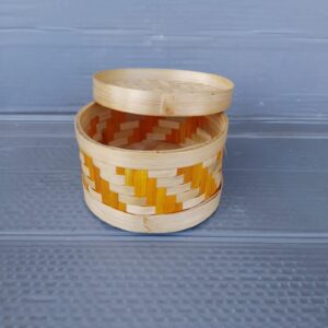 Handcrafted Eco-Friendly Bamboo Biscuit Box – Natural Storage Container (4" x 2.5")