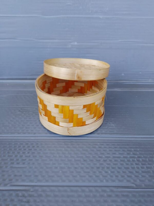 Handcrafted Eco-Friendly Bamboo Biscuit Box – Natural Storage Container (4" x 2.5")