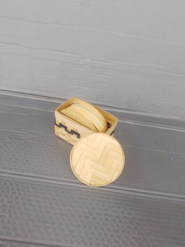 Handcrafted Bamboo Tea Coasters – Eco-Friendly Natural Drinkware Set of 6 (3")