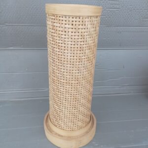 Rustic Handcrafted Bamboo Table Lamp – Sustainable Natural Décor Piece (12")