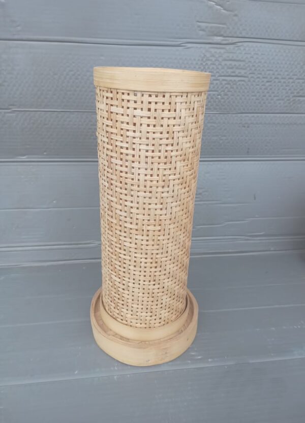 Rustic Handcrafted Bamboo Table Lamp – Sustainable Natural Décor Piece (12")