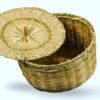 Artisan Handwoven Bamboo Storage Basket – Sustainable Natural Homeware (10" x 6")