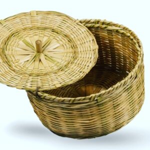Artisan Handwoven Bamboo Storage Basket – Sustainable Natural Homeware (10" x 6")