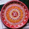 Handcrafted Aipan Art Pooja Thali with Om Design – 13 Inch Steel Plate