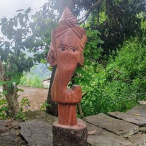 Handcrafted Lord Ganesha Sculpture | One-of-a-Kind Mehal Wood Antique | 30-Inch Tall Masterpiece