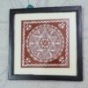 Handcrafted Aipan Maa Lakshmi Chowki – Geru Canvas with Intricate White Mandala Design (Framed, 24cm x 24cm)
